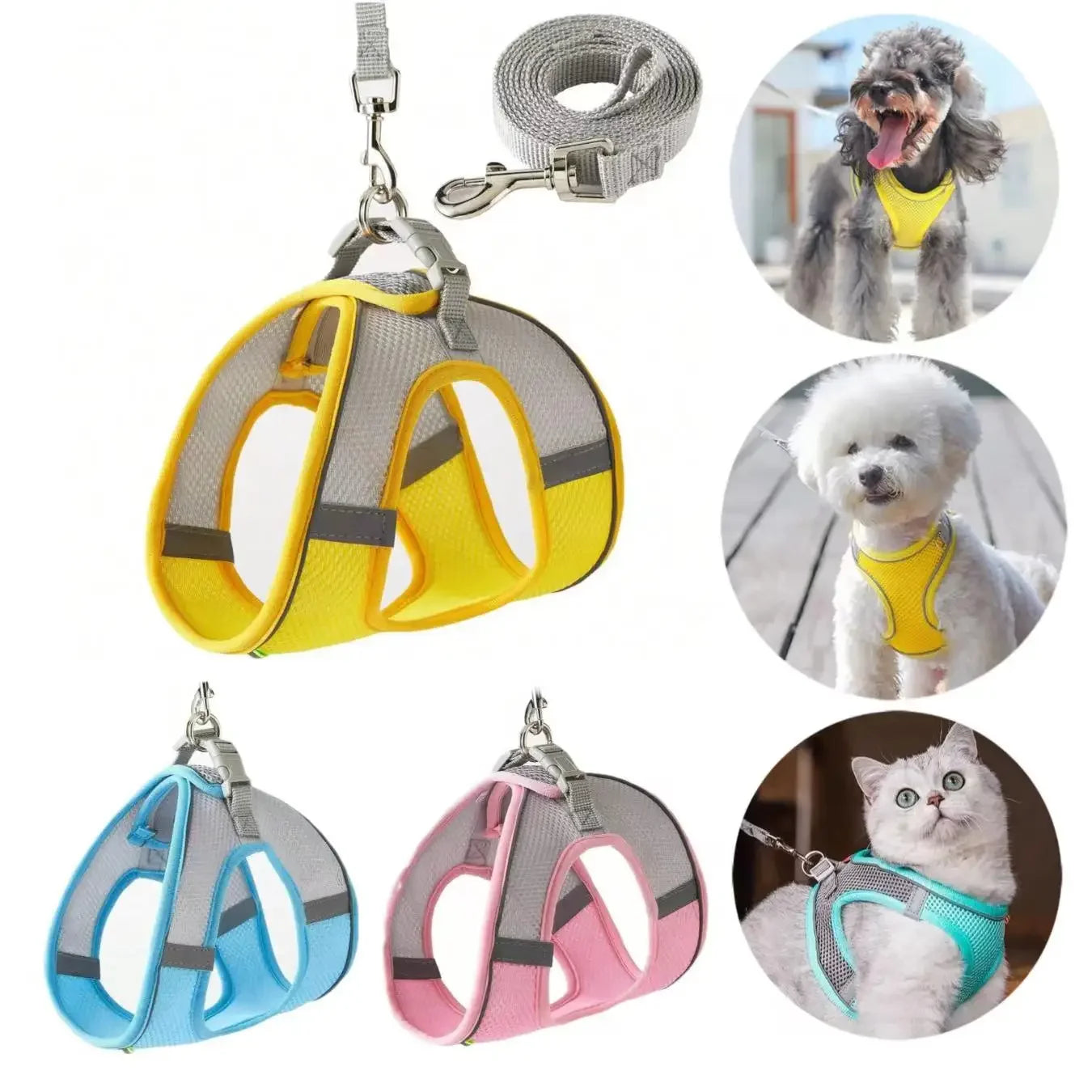 Escape-Proof Dog Harness and Leash Set for Small Dogs Cats Puppy Harness Vest Reflective Kitten Walking Lead Leash Pet Supplies