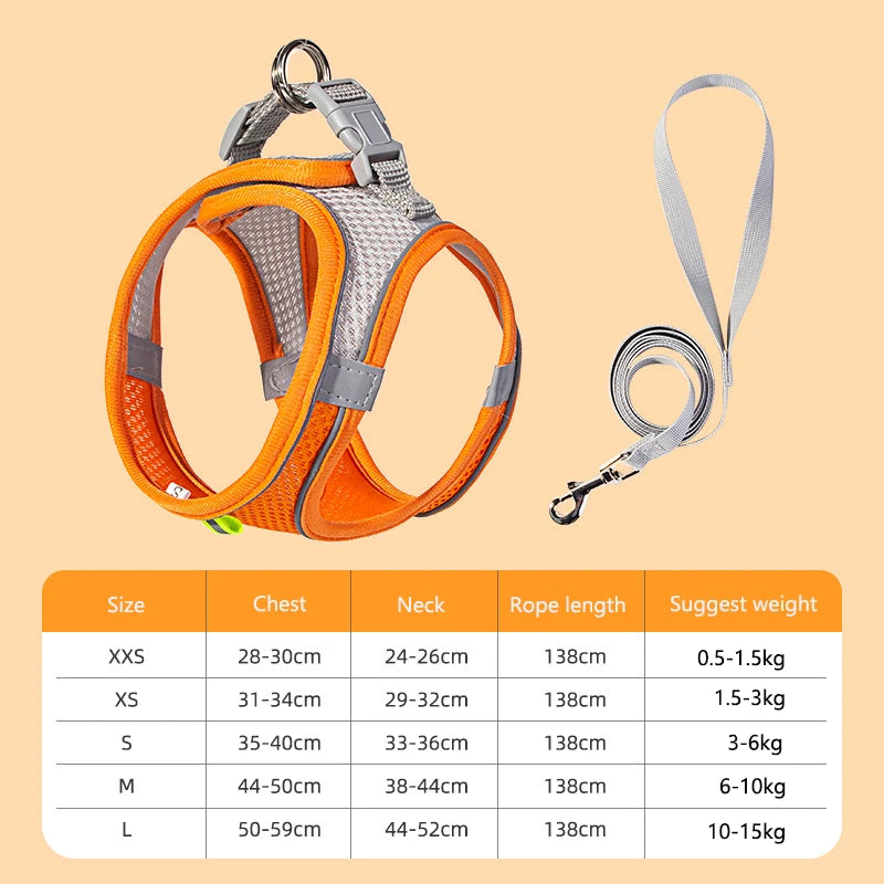 Escape-Proof Dog Harness and Leash Set for Small Dogs Cats Puppy Harness Vest Reflective Kitten Walking Lead Leash Pet Supplies