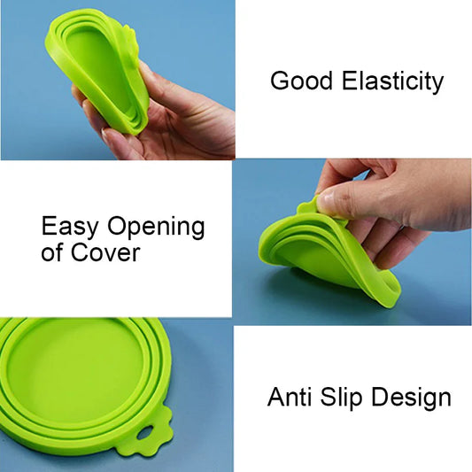 A set Reusable Pet Food Can Cover and Spoon Portable Dogs Cat Storage Tin Cap Lid Seal Cover Health Pet Supplies Pet Lids Can
