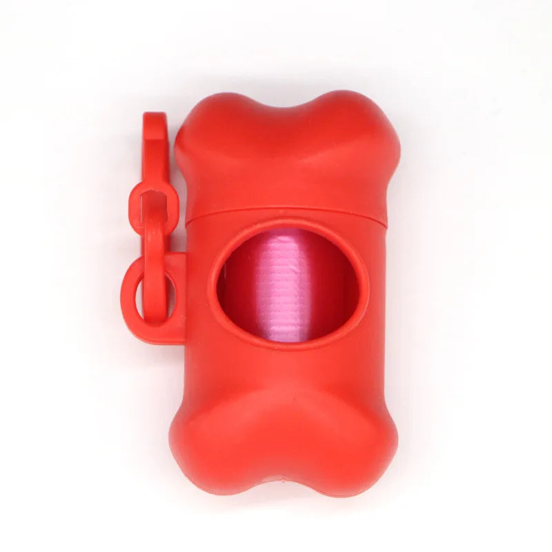 Portable Bone Shaped Dog Waste Bag Holder With  Disposable Pet Garbage Bags For Outdoor Walking Supply
